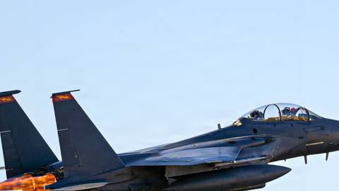 An F-15E Strike Eagle Takes Off for Combat Flight