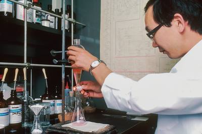 Technician Performing Drug Synthesis