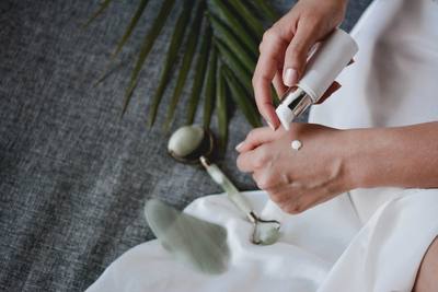 Facial massage with gua sha and jade roller