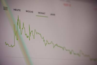 Stock trading chart. Made with analog vintage lens, Leica APO Macro Elmarit-R
