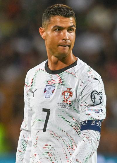 YEREVAN, ARMENIA, SEPTEMBER 6, 2025: Cristiano Ronaldo of Portugal celebrates